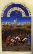 Les trs riches heures du Duc de Berry: Dcembre (December) sdg LIMBOURG brothers